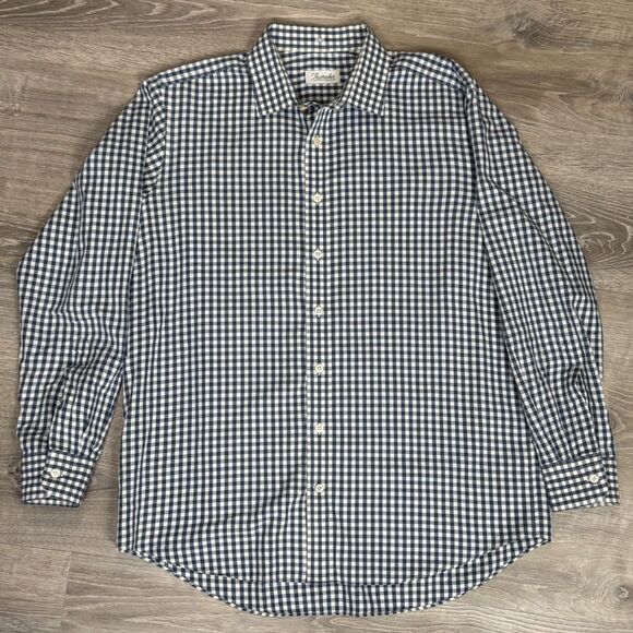 Trumaker Blue Checked Dress Shirt 16 Preppy Bespoke Button Up Long Sleeve Office - Picture 5 of 10